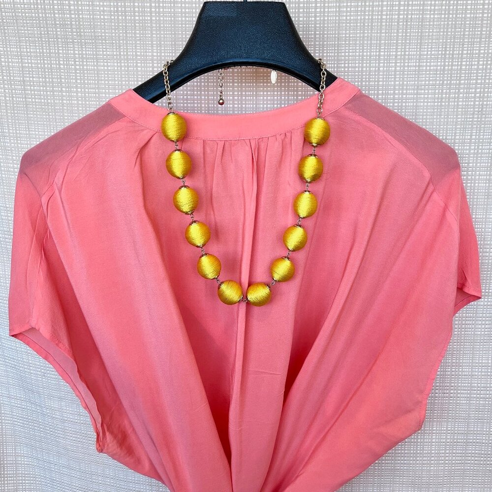 Natasha Couture Signed Statement Necklace Earring Set Silk Thread Ball